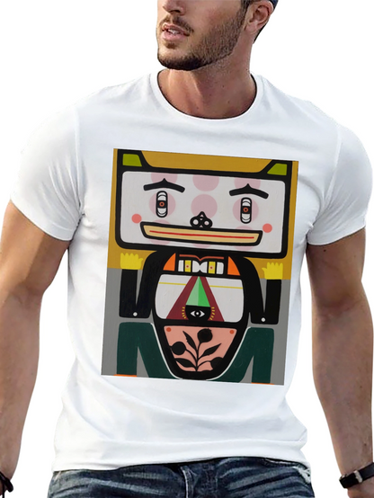 Camiseta Negra con Diseño Artístico Abstracto