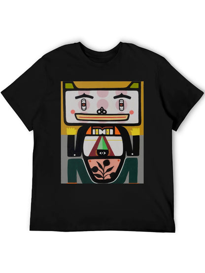 Camiseta Negra con Diseño Artístico Abstracto