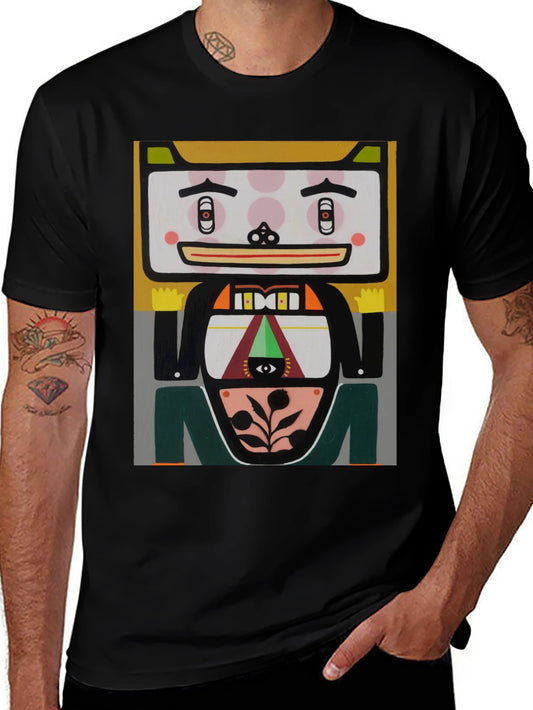 Camiseta Negra con Diseño Artístico Abstracto