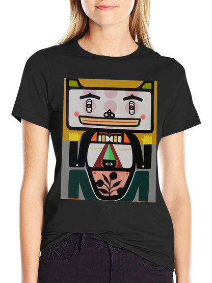 Camiseta Negra con Diseño Artístico Abstracto