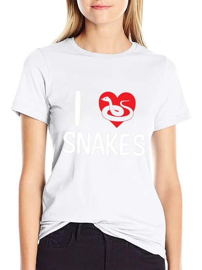 Camiseta Negra I Love Snakes Diseño Divertido