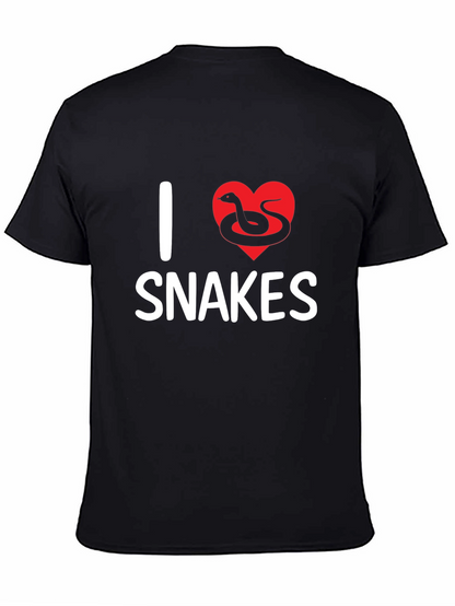 Camiseta Negra I Love Snakes Diseño Divertido