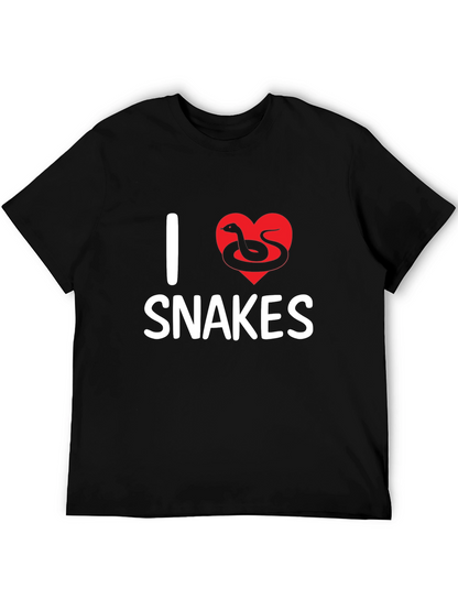 Camiseta Negra I Love Snakes Diseño Divertido