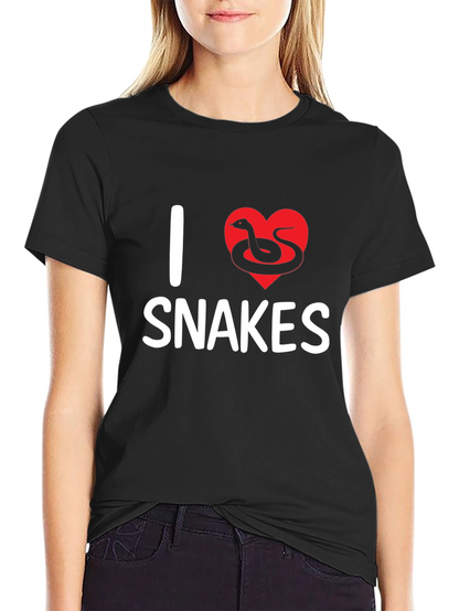 Camiseta Negra I Love Snakes Diseño Divertido