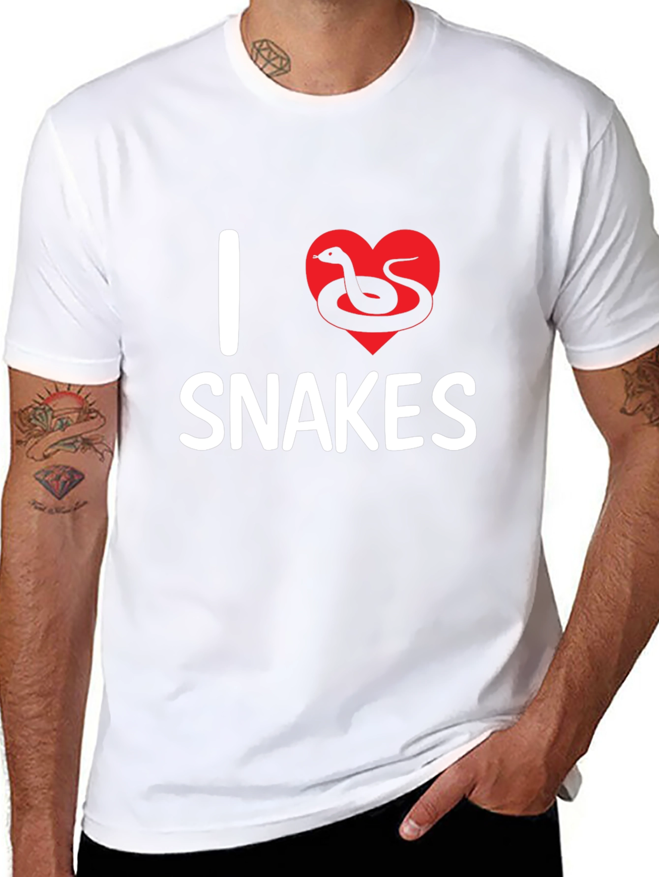 Camiseta Negra I Love Snakes Diseño Divertido