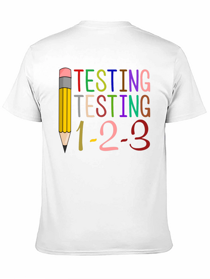 Camiseta Negra Testing 1-2-3 para Profesores