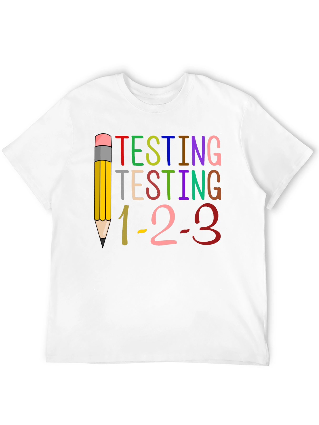 Camiseta Negra Testing 1-2-3 para Profesores