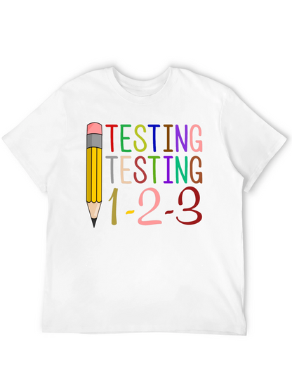 Camiseta Negra Testing 1-2-3 para Profesores