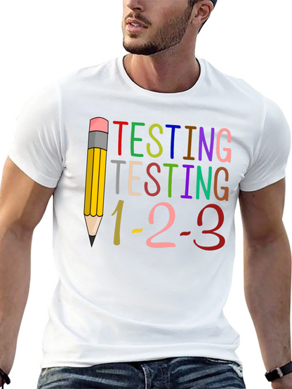 Camiseta Negra Testing 1-2-3 para Profesores