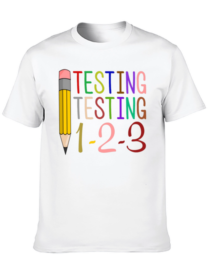 Camiseta Negra Testing 1-2-3 para Profesores