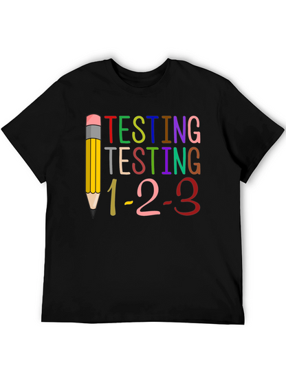 Camiseta Negra Testing 1-2-3 para Profesores