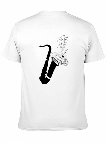 Camiseta Negra con Diseño de Saxofón Musical