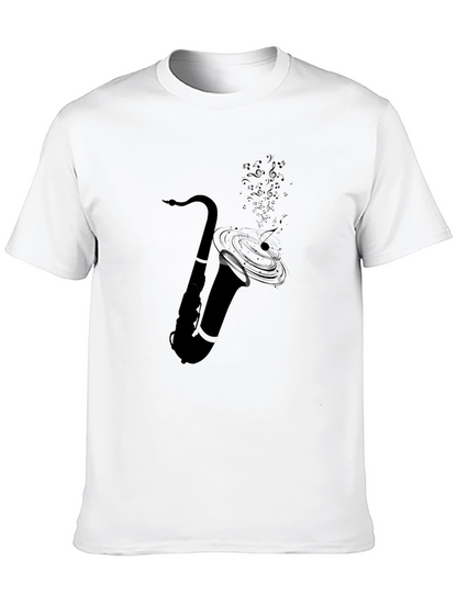 Camiseta Negra con Diseño de Saxofón Musical