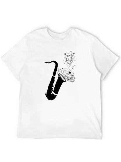Camiseta Negra con Diseño de Saxofón Musical