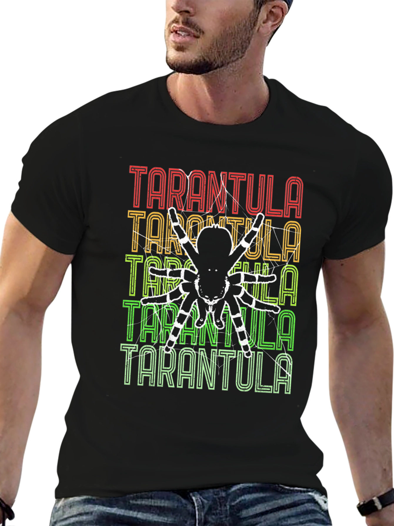 Camiseta Negra con Diseño de Tarántula Retro