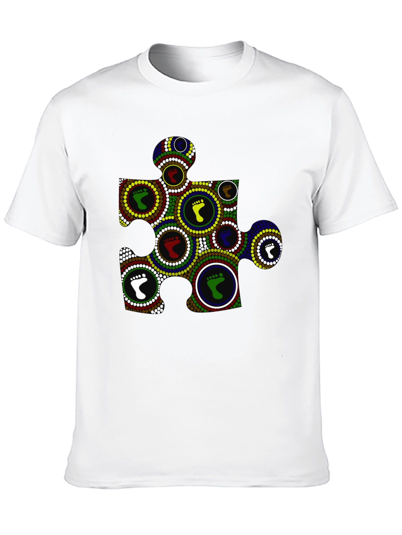 Camiseta Negra con Diseño Abstracto de Huellas