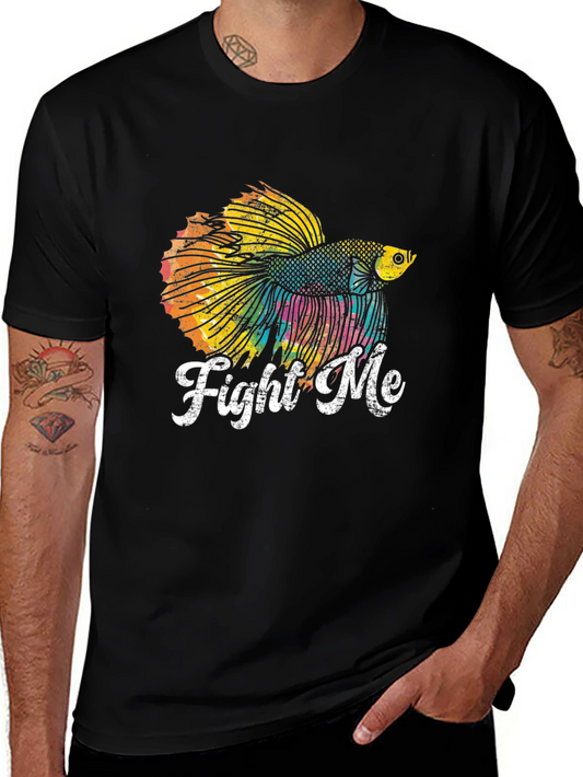 Camiseta Negra con Diseño de Pez Betta Fight Me