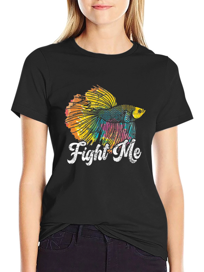 Camiseta Negra con Diseño de Pez Betta Fight Me