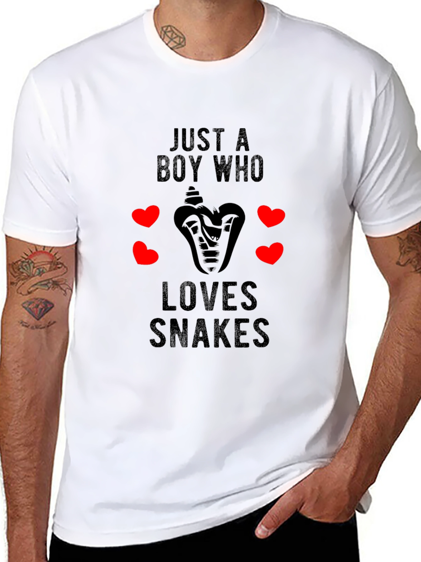 Camiseta Negra con Diseño de Serpiente para Hombre
