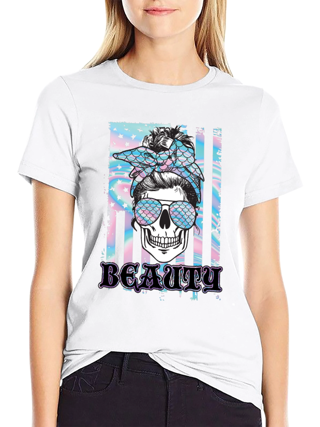 Camiseta Negra Calavera Beauty