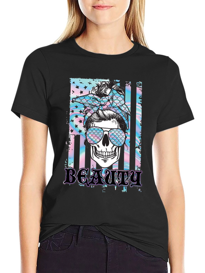 Camiseta Negra Calavera Beauty