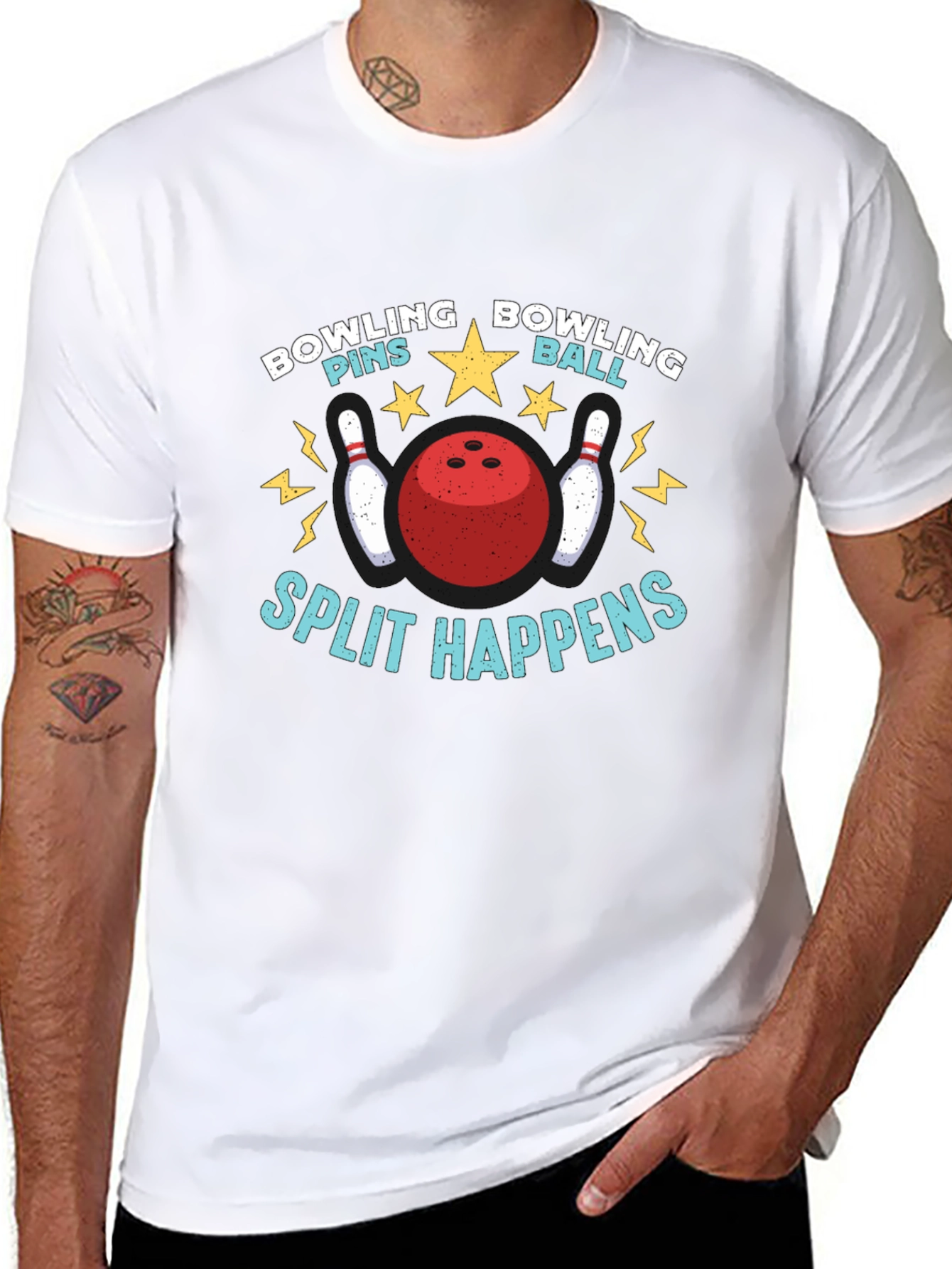Camiseta Negra Bolos Divertida Split Happens