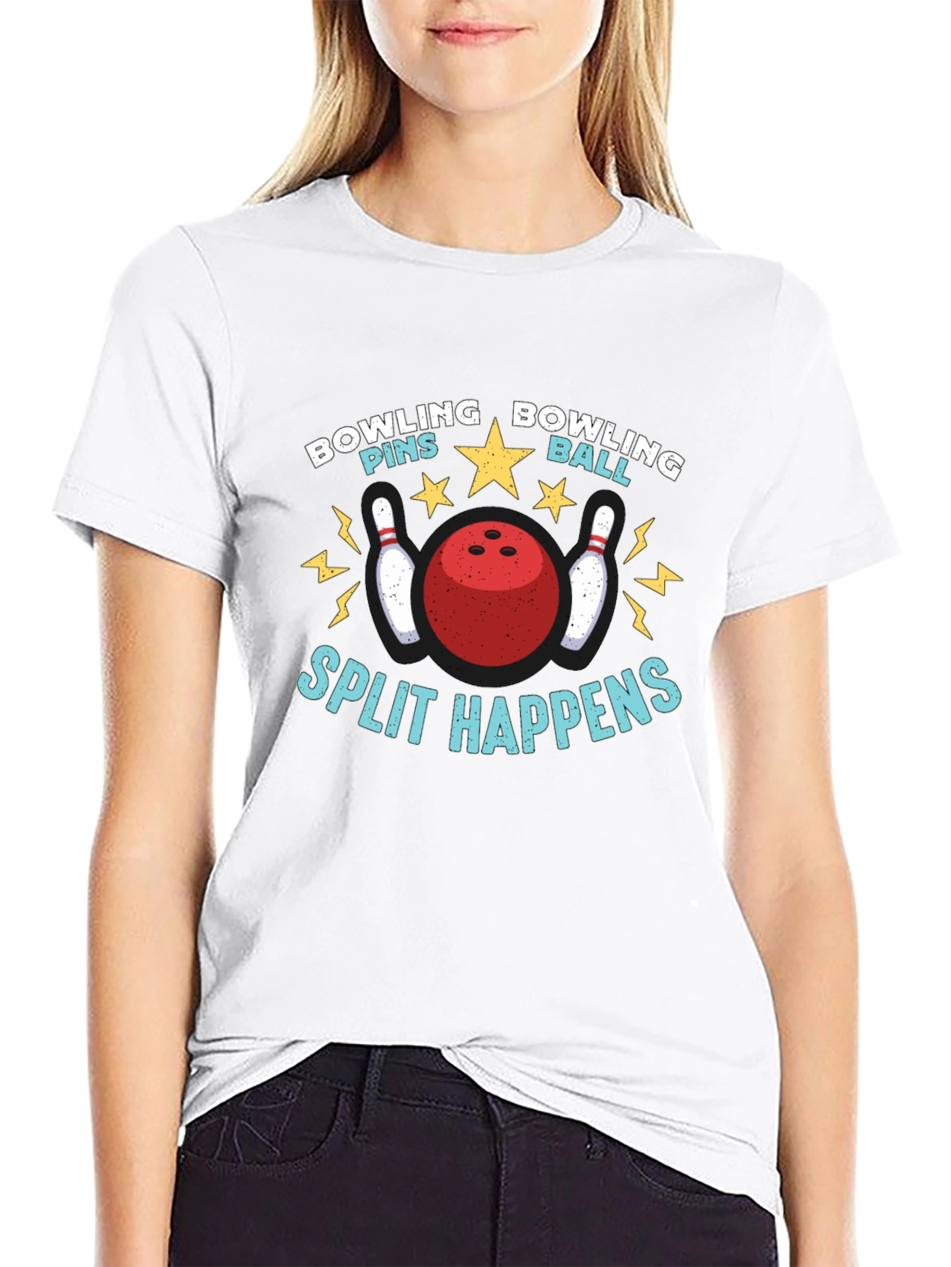Camiseta Negra Bolos Divertida Split Happens