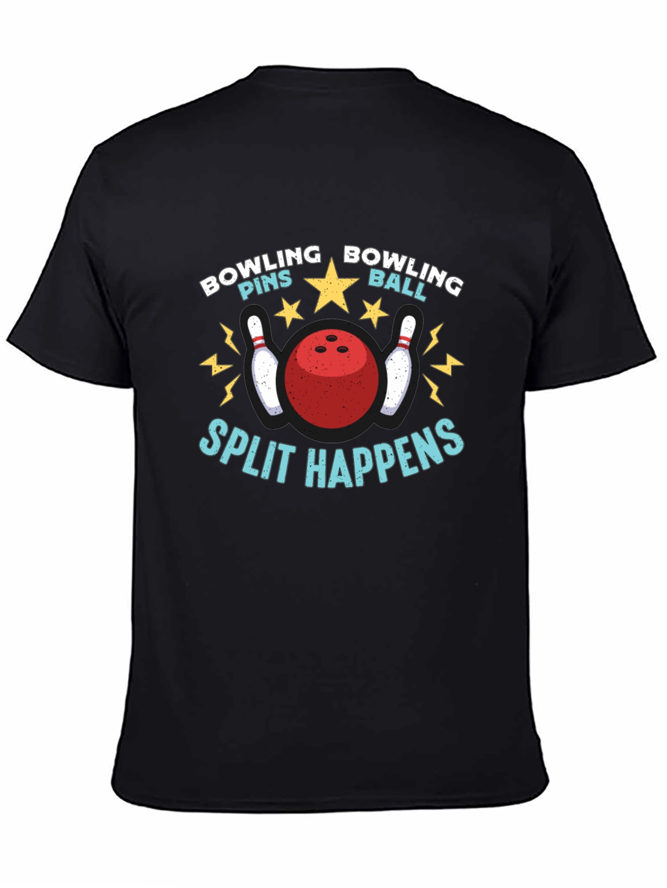 Camiseta Negra Bolos Divertida Split Happens