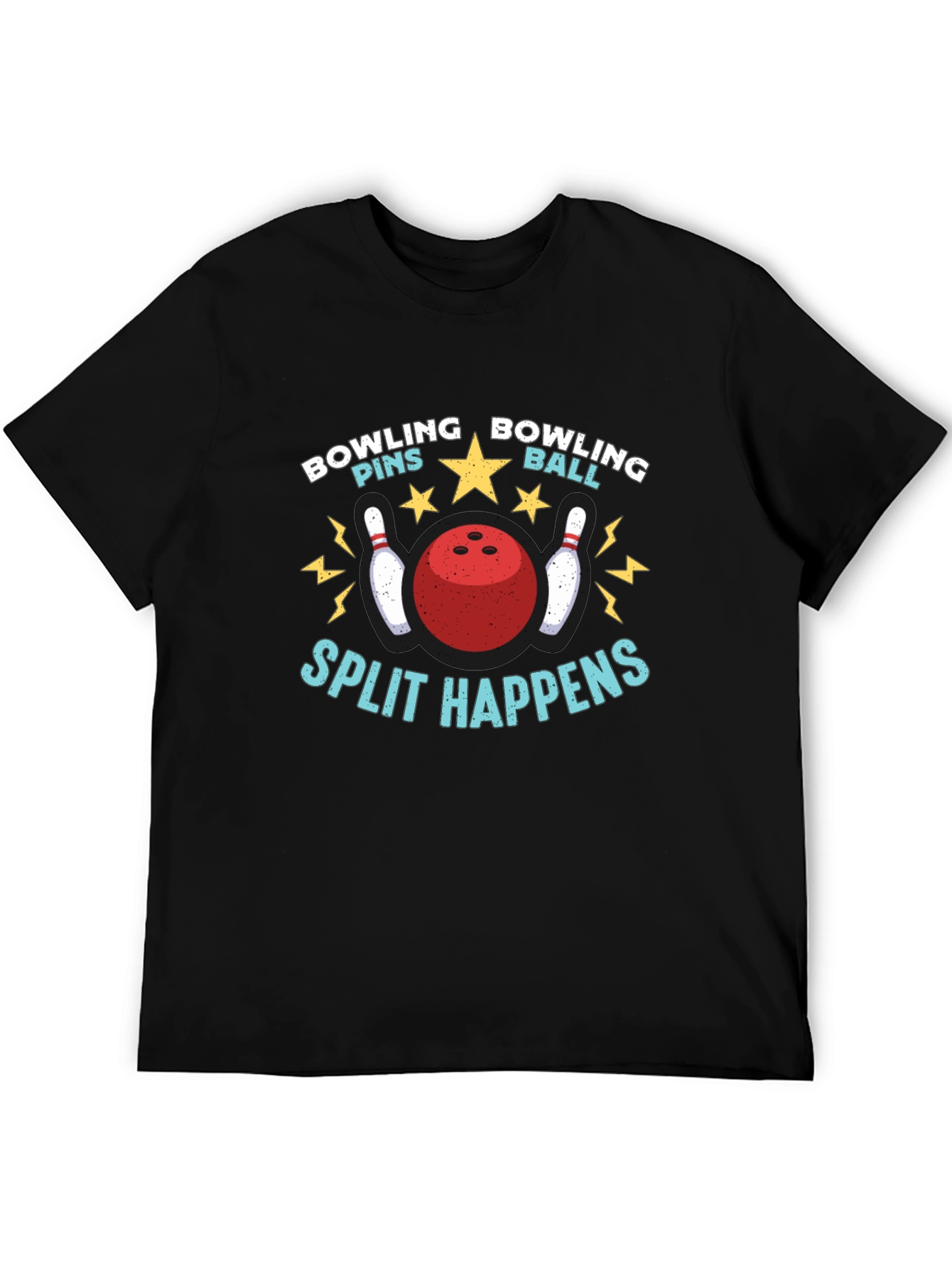 Camiseta Negra Bolos Divertida Split Happens