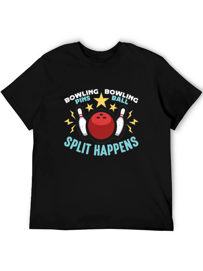 Camiseta Negra Bolos Divertida Split Happens