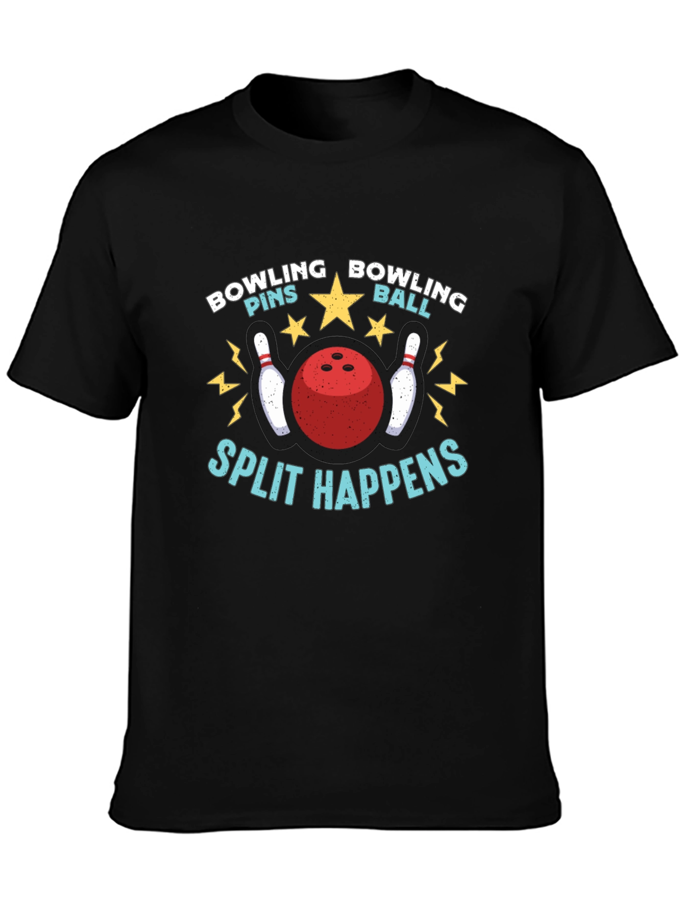 Camiseta Negra Bolos Divertida Split Happens