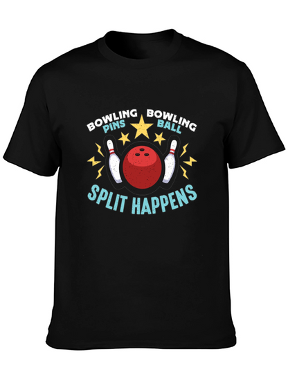 Camiseta Negra Bolos Divertida Split Happens