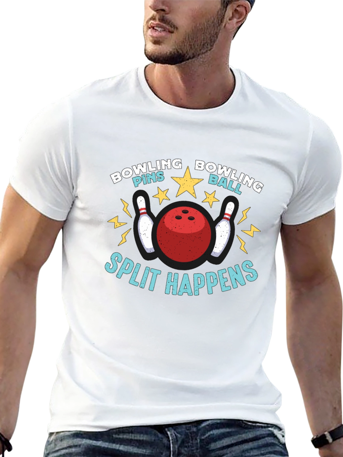Camiseta Negra Bolos Divertida Split Happens