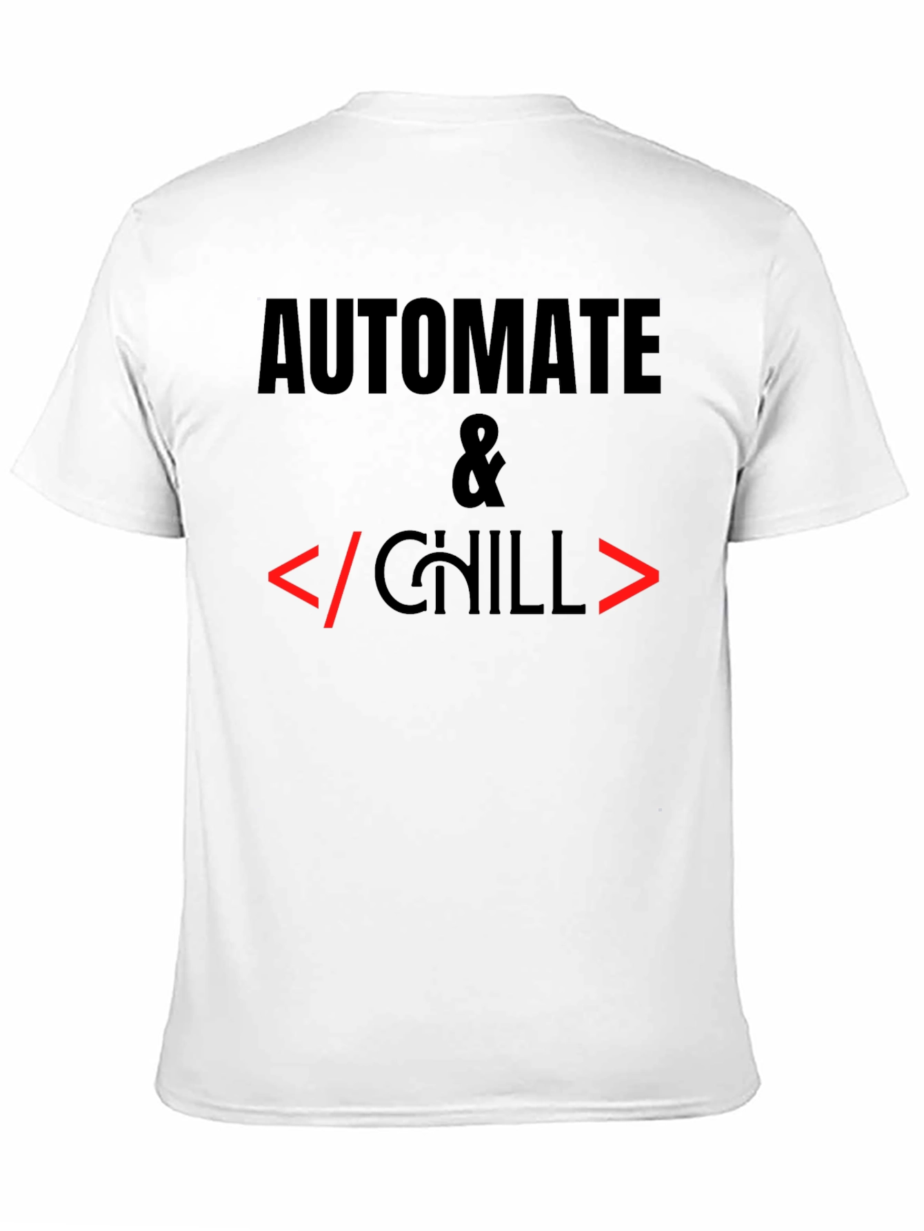 Camiseta Negra Automatiza & Chill para Programadores