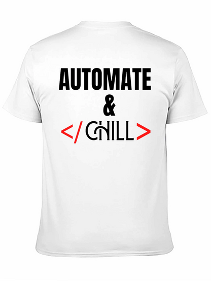 Camiseta Negra Automatiza & Chill para Programadores