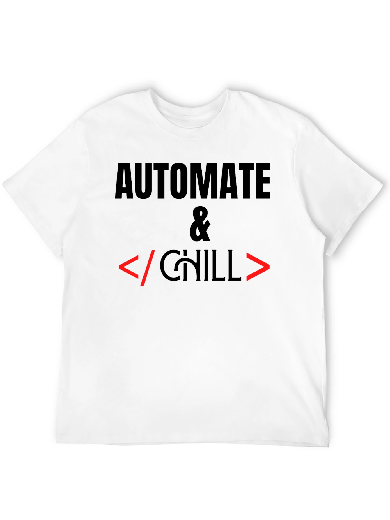 Camiseta Negra Automatiza & Chill para Programadores