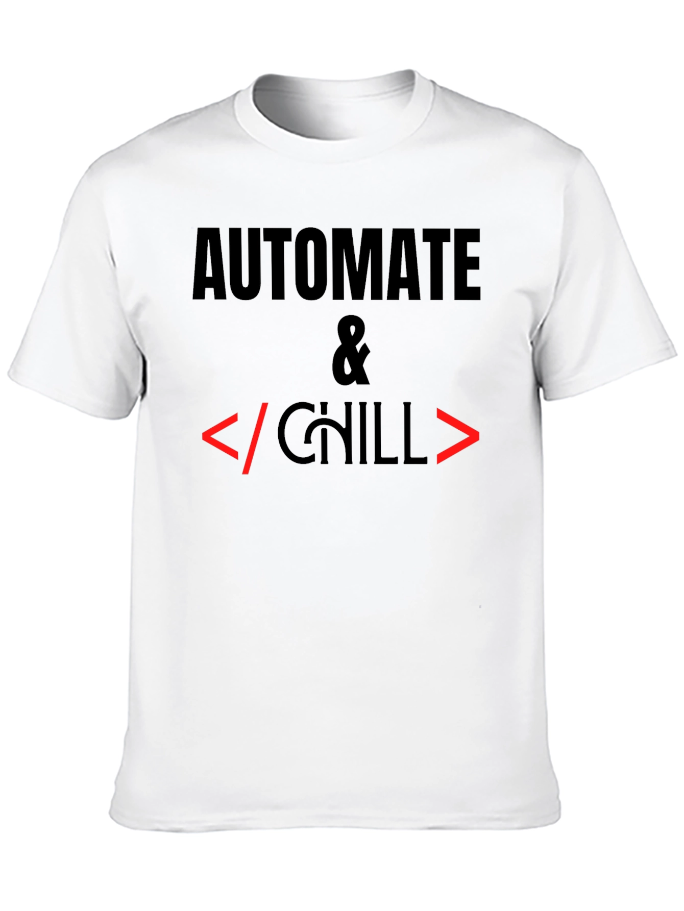 Camiseta Negra Automatiza & Chill para Programadores