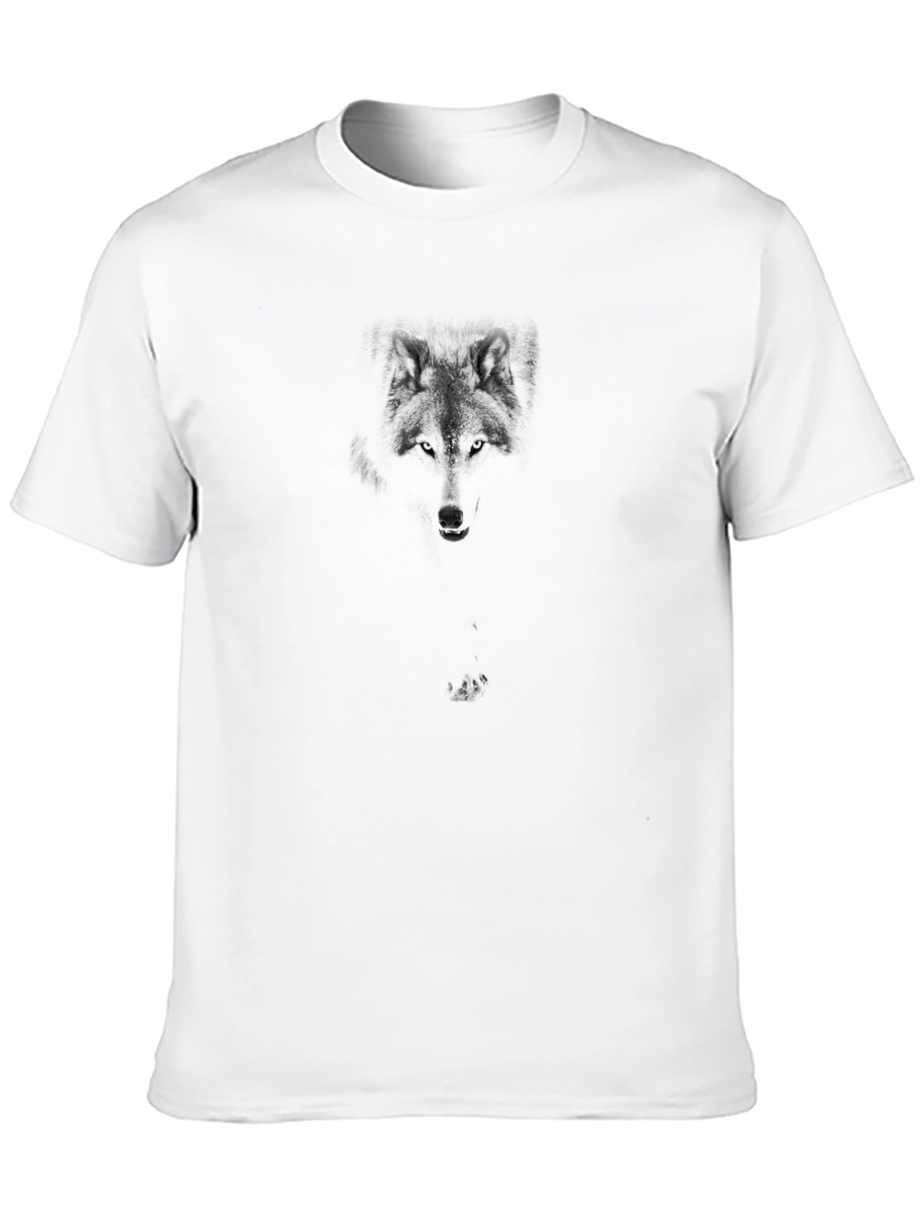 Camiseta Negra Hombre Diseño Lobo Discreto