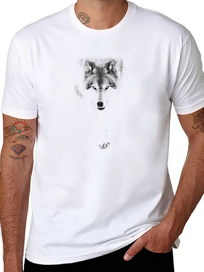 Camiseta Negra Hombre Diseño Lobo Discreto