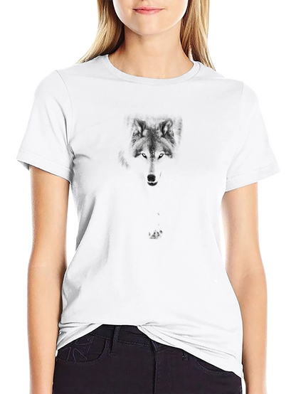 Camiseta Negra Hombre Diseño Lobo Discreto