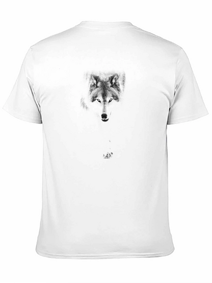 Camiseta Negra Hombre Diseño Lobo Discreto