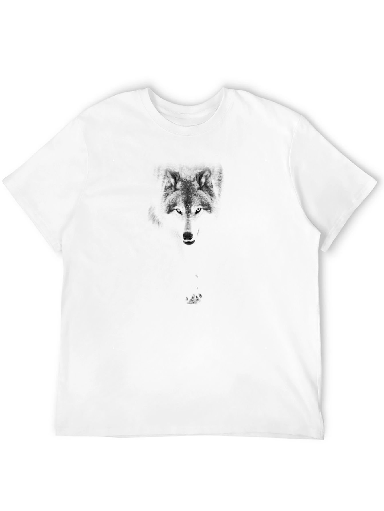 Camiseta Negra Hombre Diseño Lobo Discreto