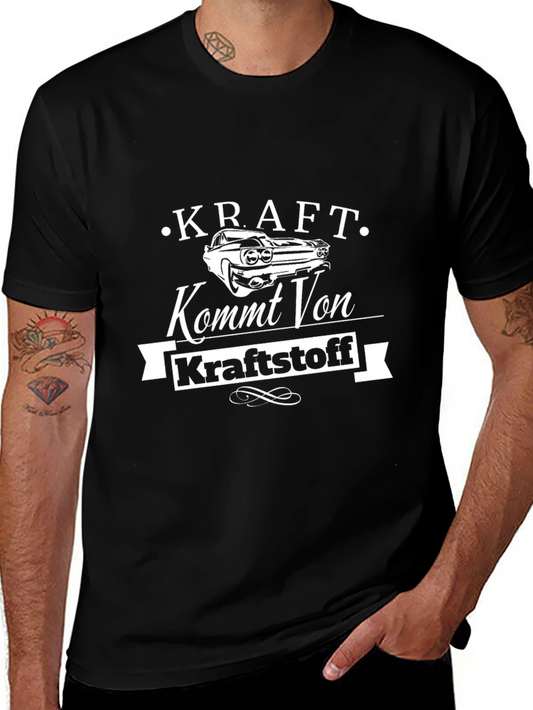 Camiseta Negra Hombre - Diseño Kraft Kommt Von Kraftstoff