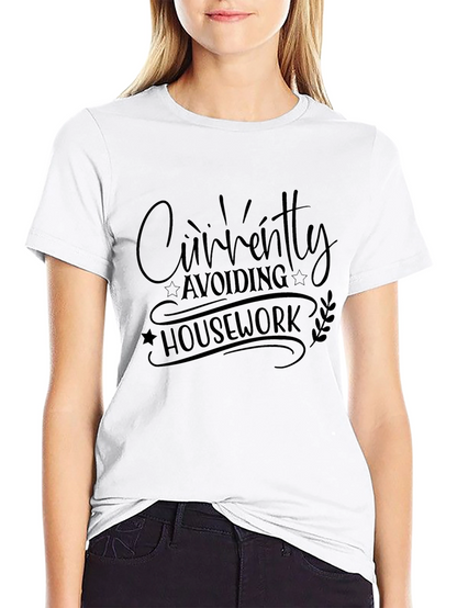 Camiseta Negra Humor Evitando las Tareas