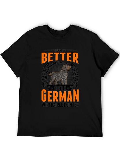 Camiseta Negra con Diseño de Perro Braco Alemán