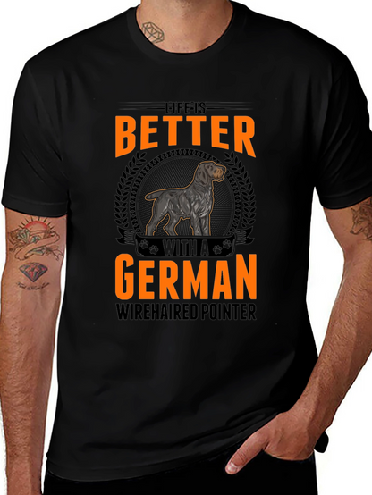 Camiseta Negra con Diseño de Perro Braco Alemán