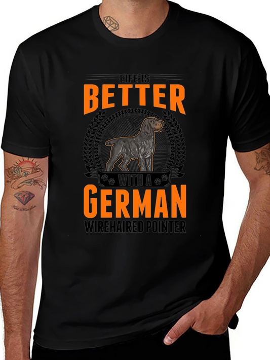 Camiseta Negra con Diseño de Perro Braco Alemán