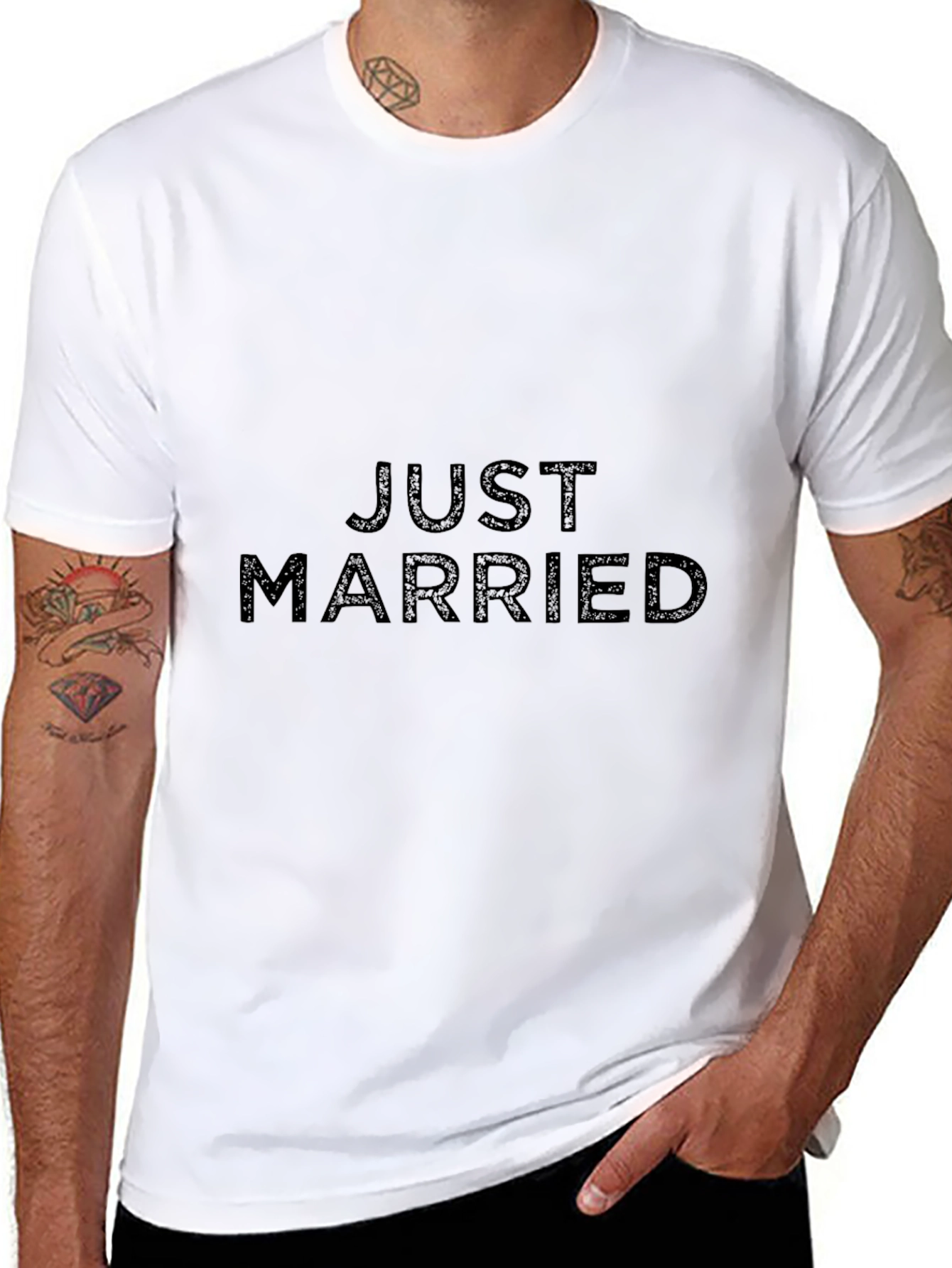 Camiseta Negra Recién Casados para Hombre