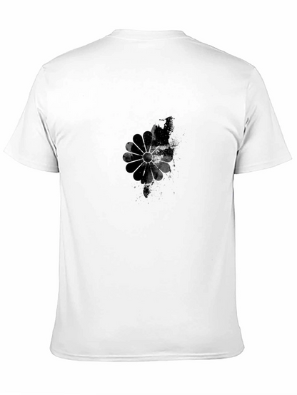 Camiseta Negra Hombre Diseño Abstracto Floral