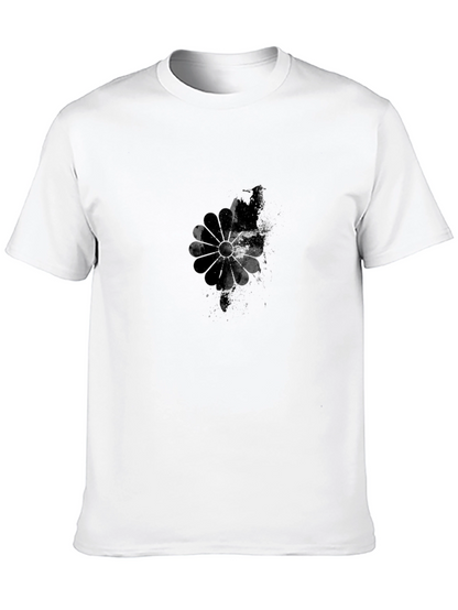 Camiseta Negra Hombre Diseño Abstracto Floral